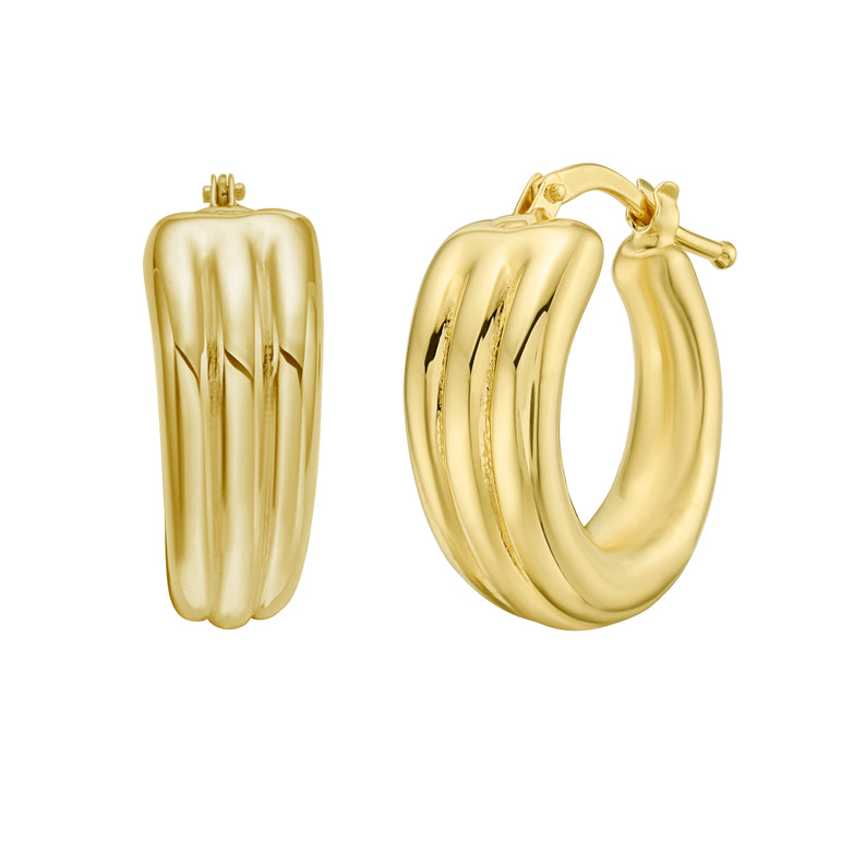 14K 3-Row Graduated Hoops-Yellow | Hinged