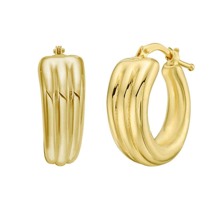 14K 3-Row Graduated Hoops-Yellow | Hinged