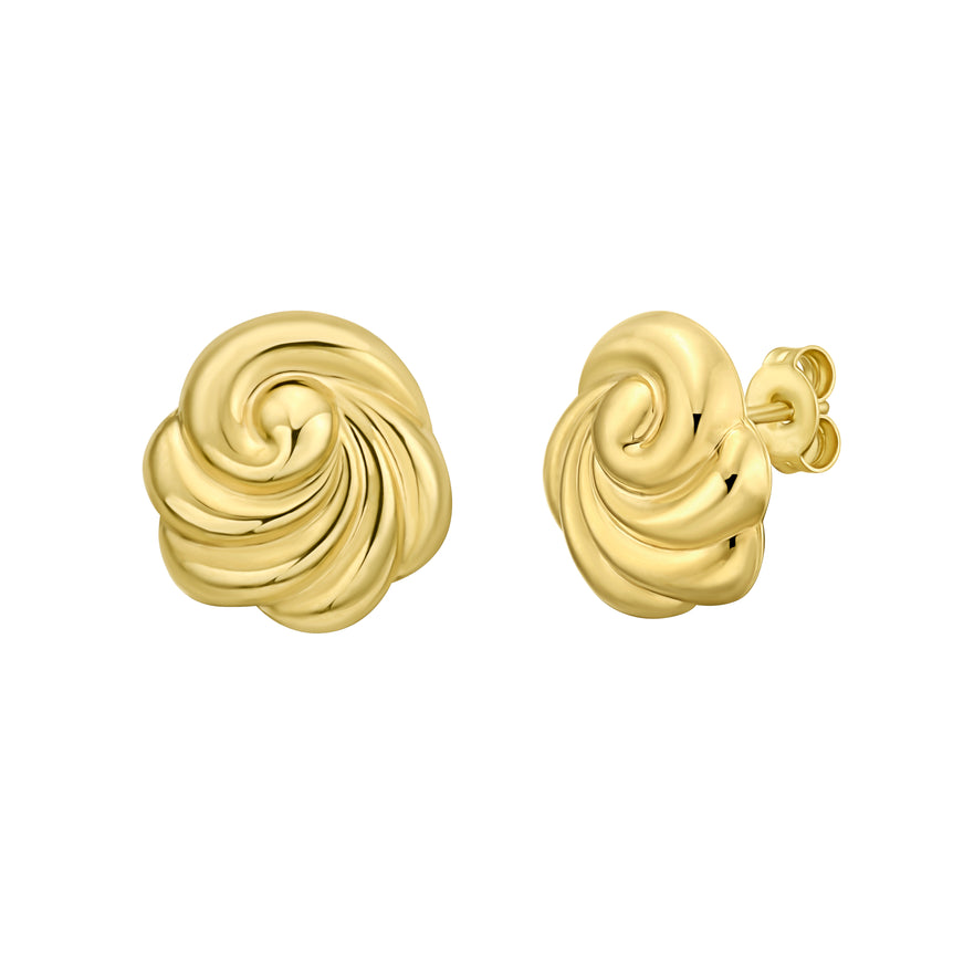 14K Swirl Knot Studs-Yellow | Push Back
