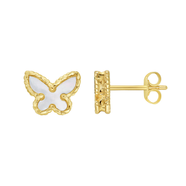 14K Primavera MOP Butterfly Studs-Yellow | Push Back