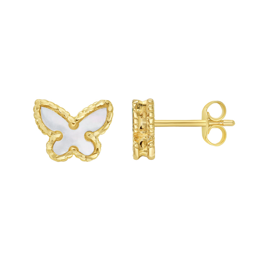 14K Primavera MOP Butterfly Studs-Yellow | Push Back