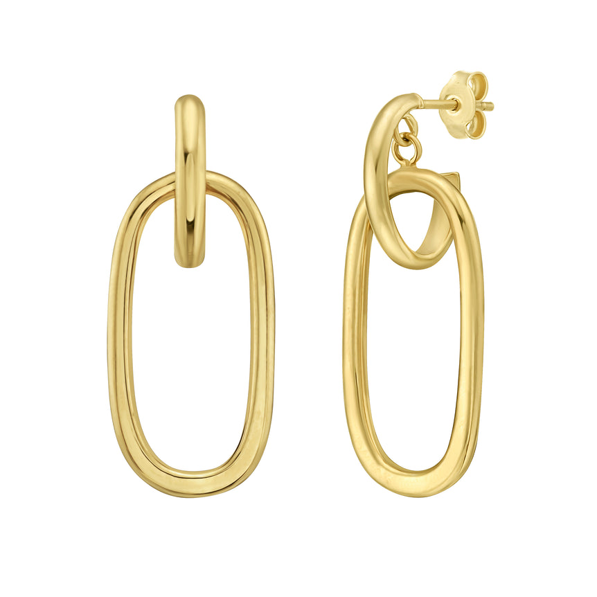 14K Door Knocker Hoops-Yellow | Push Back
