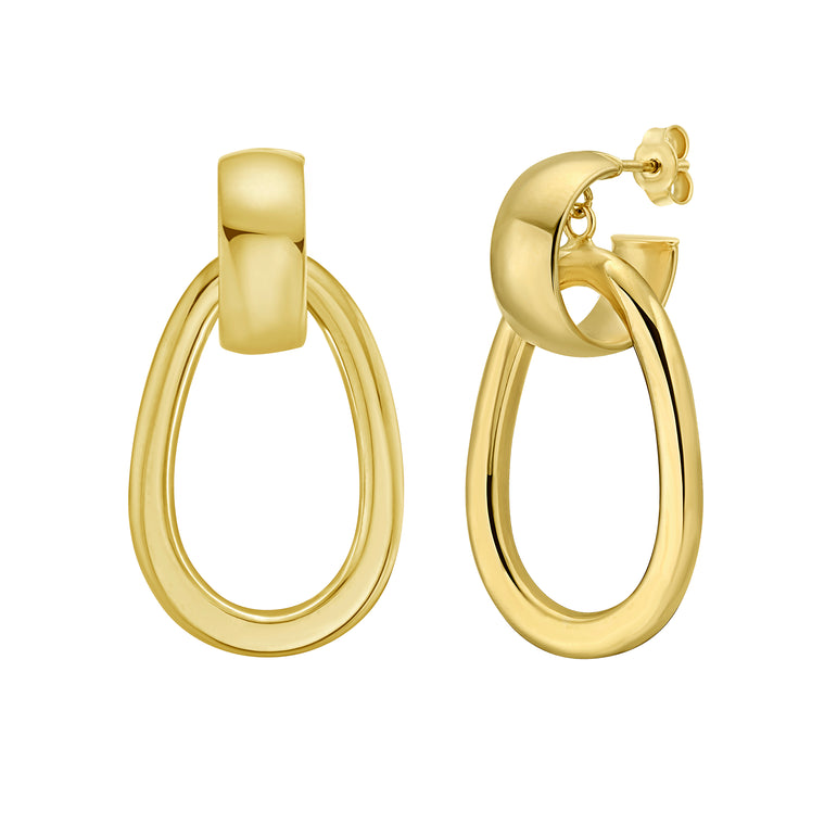 14K Interlocking Drop Hoops-Yellow | Push Back