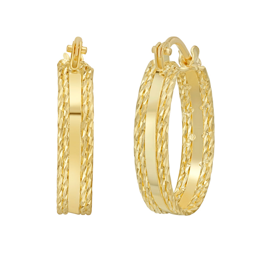 14K Sparkle Spring Huggie Hoops-Yellow | Hinged