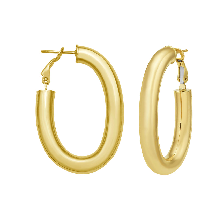 14K Oval Omega Hoops-Yellow | Omega Back