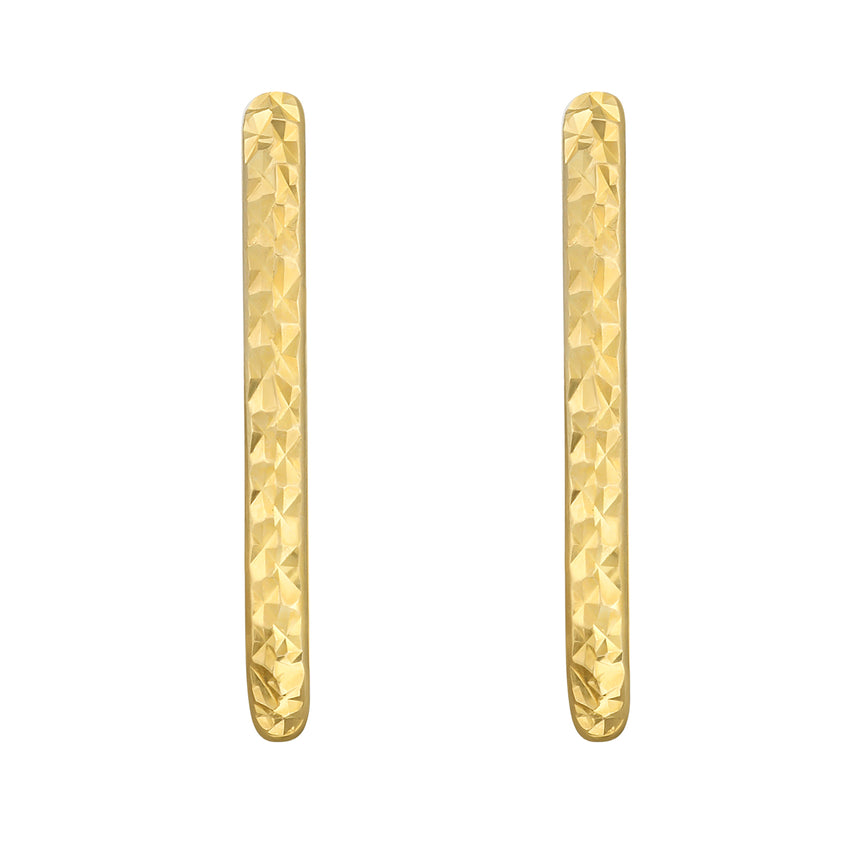 14K Gold Textured Oval Hoops-Yellow | Snap