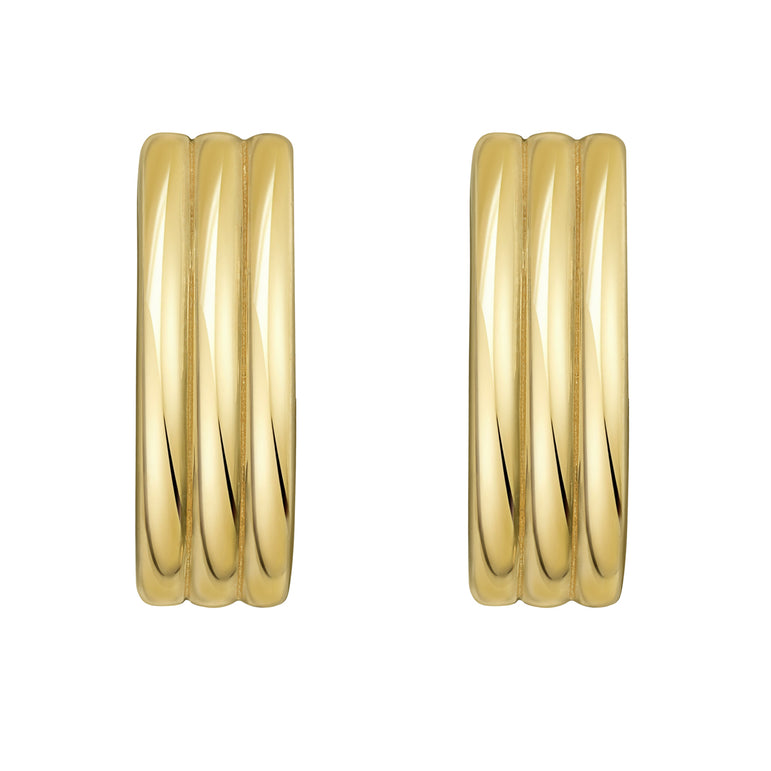 14K Gold Triple Row Oval Hoops-Yellow | Snap