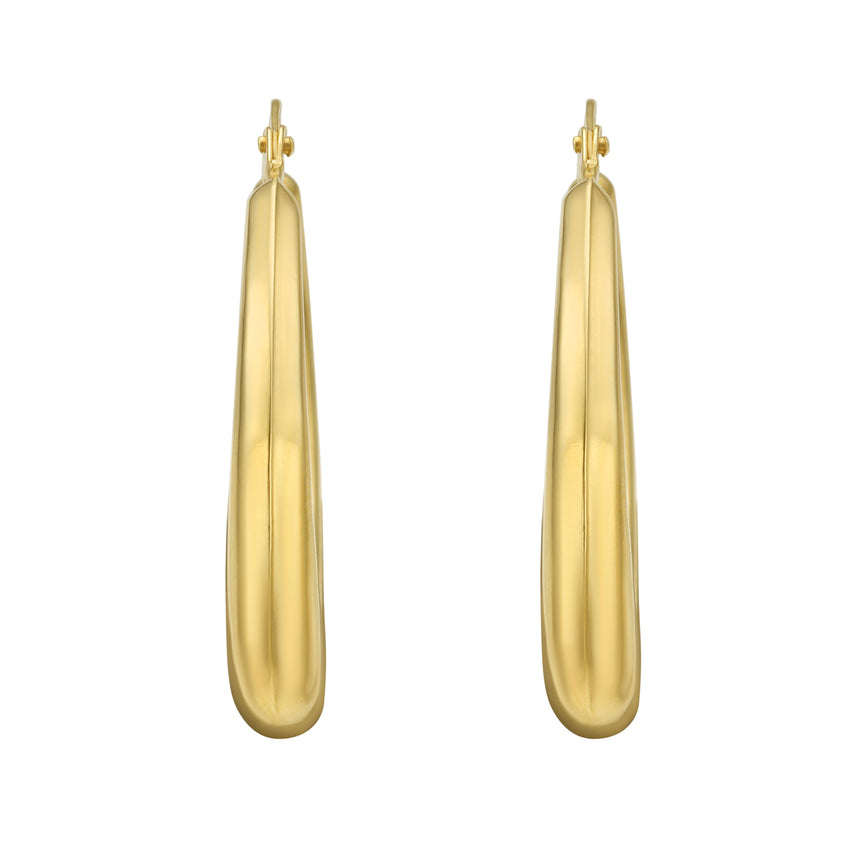 14K Gold Classic Round Hoops-Yellow | Hinged
