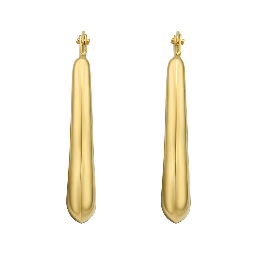 14K Gold Graduated Oval Hoops-Yellow | Hinged
