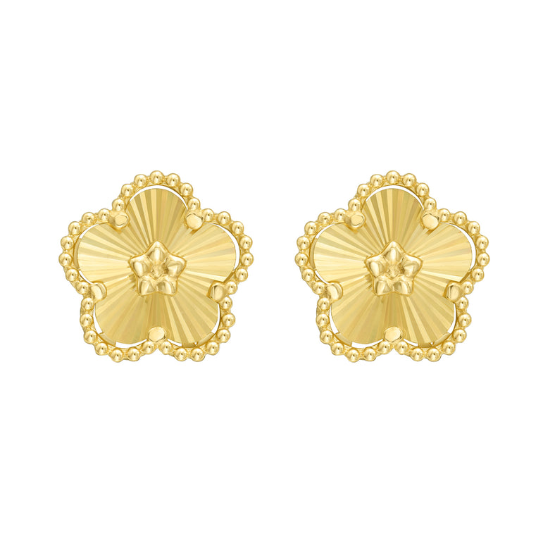 14K Gold Daisy Earrings-Yellow | Push Back