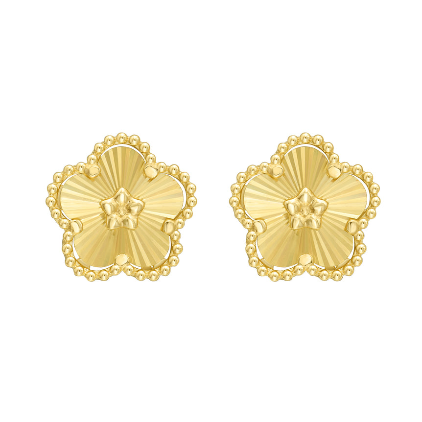 14K Gold Daisy Earrings-Yellow | Push Back