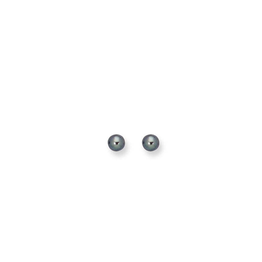 14K Gold  6MM Black Pearl Stud Earring-White | Push Back