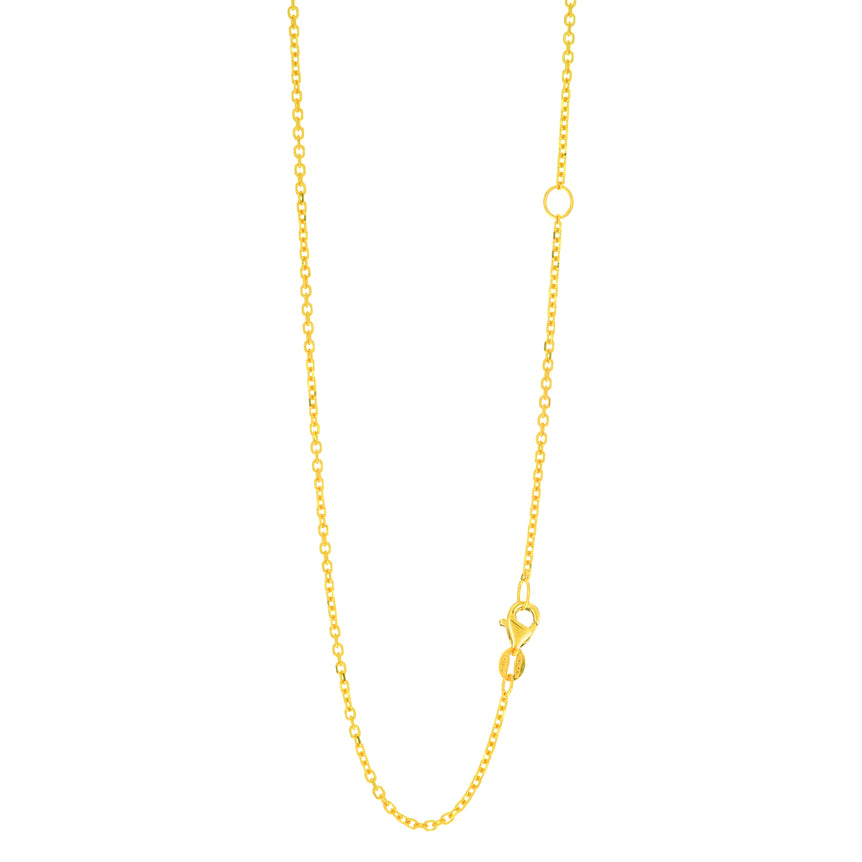 14K Gold 1.5mm Extendable Chain -Yellow | Pear Shaped Lobster