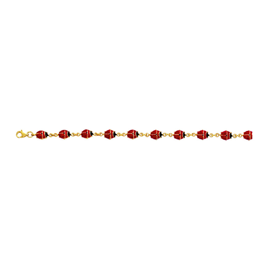 14K Gold Lady Bug Bracelet-Yellow | Lobster