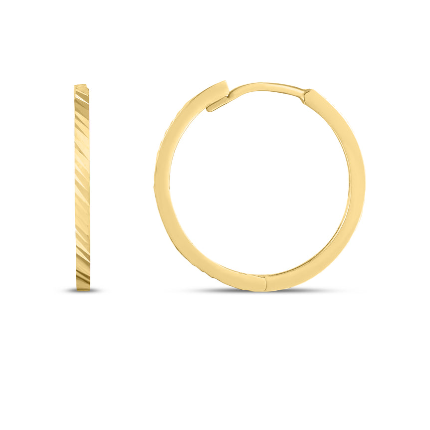 14K Gold Round Hoops-Yellow | Snap