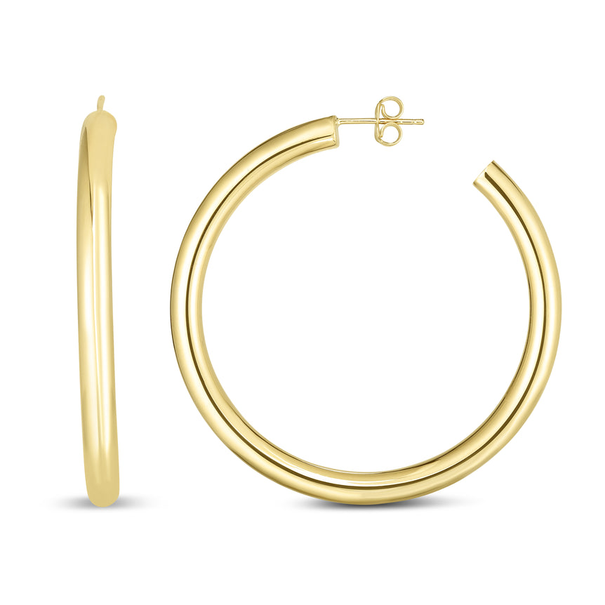 14K Gold 4mm Polished C Hoop Earring-Yellow | Push Back