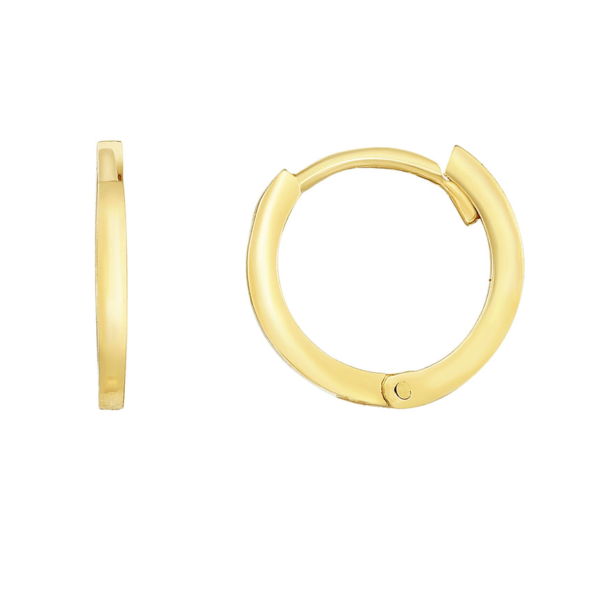 14K Gold Thin Polished Huggie Earring-Yellow | Snap