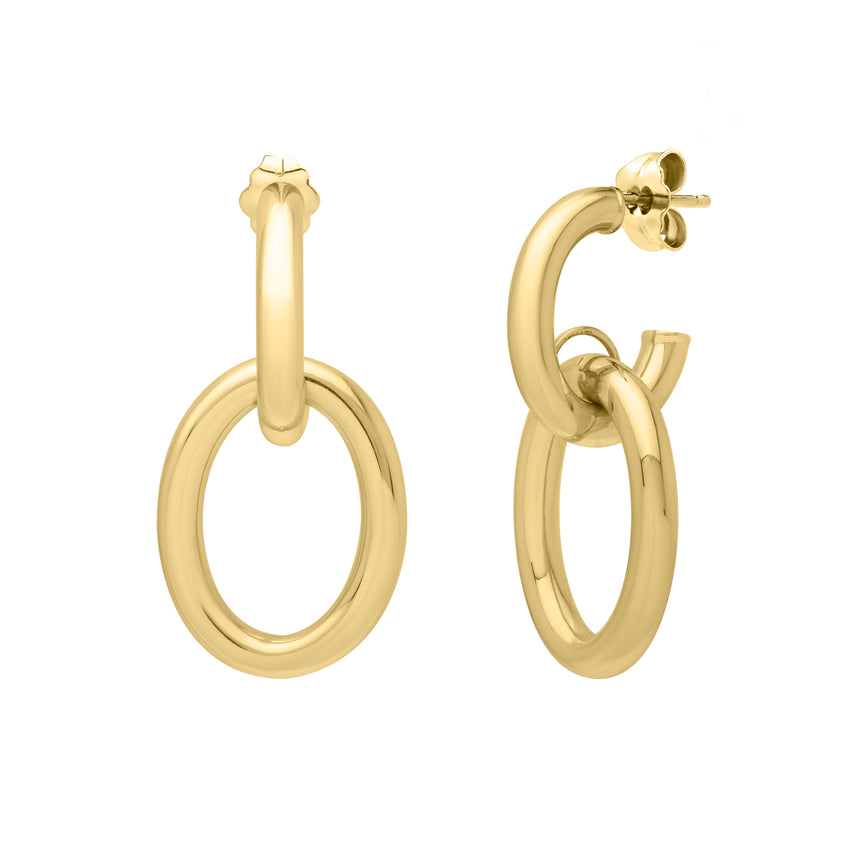 14K Interlocking Link Earrings -Yellow | Push Back