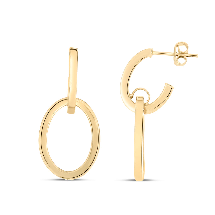 14K Gold Interlocking Drop Hoops-Yellow | Push Back