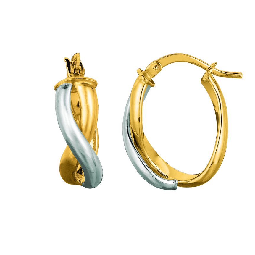 14K Gold Freeform Hoop Earring-Two-tone | Hinged