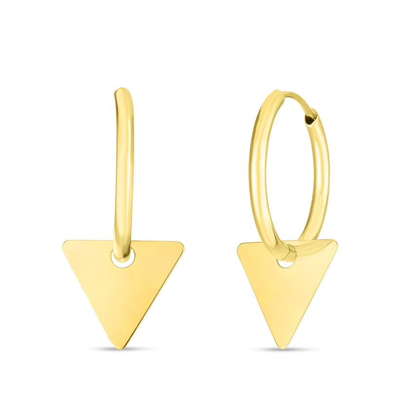 14K Dangle Triangle Huggie Earring-Yellow | Endless