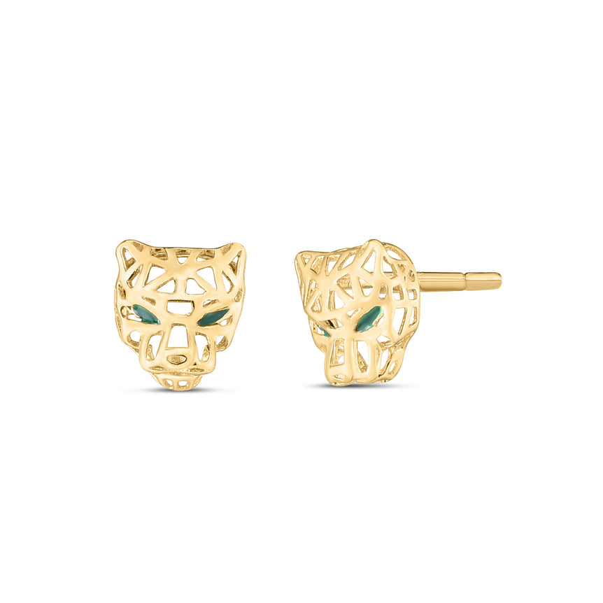 14K Panther Earrings-Yellow | Push Back