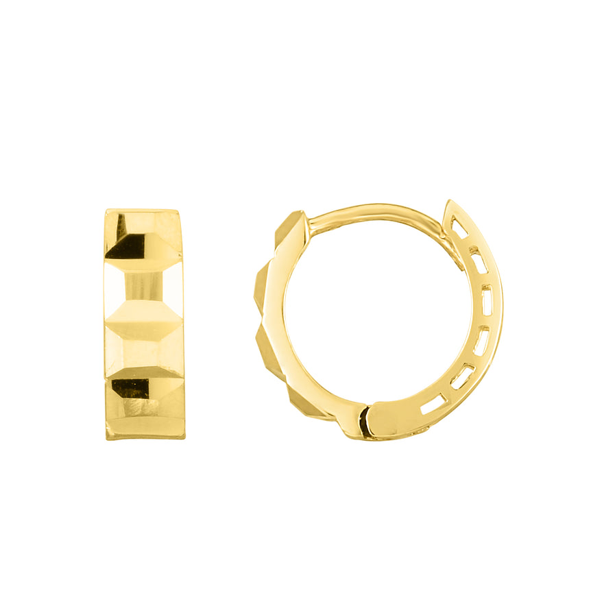 14K Gold Faceted Huggie-Yellow | Snap