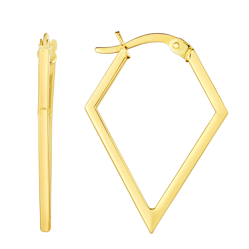 14K Gold Geometric Hoop Earrings-Yellow | Hinged