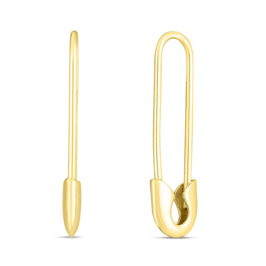 14K Safety Pin Earring-Yellow | Hinged