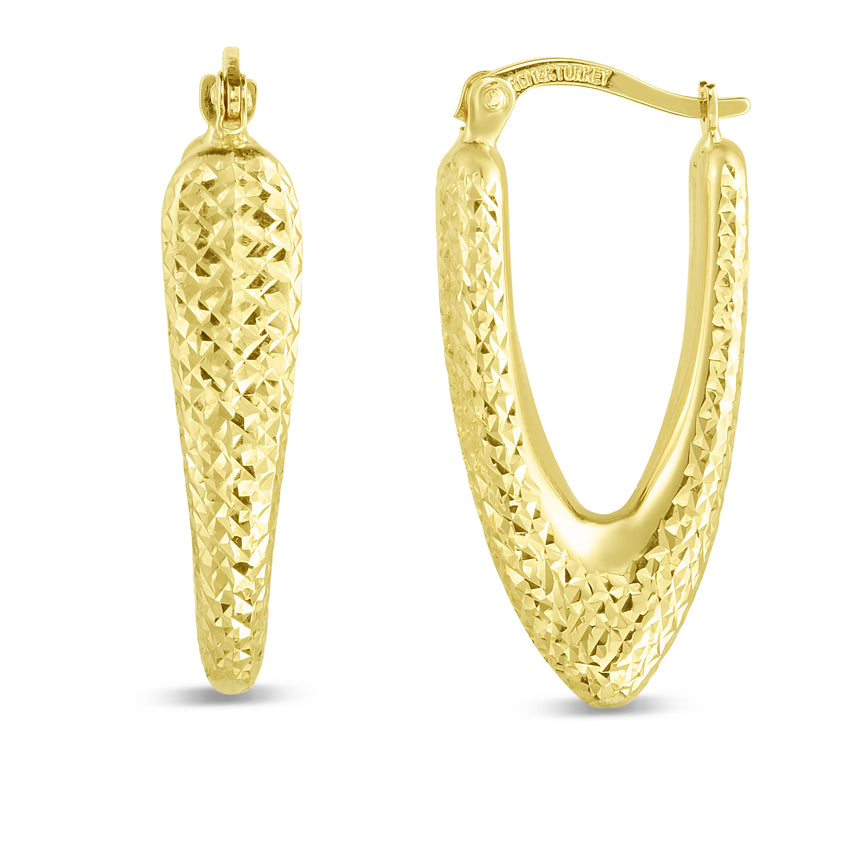 14K Puff V Hoop-Yellow | Hinged