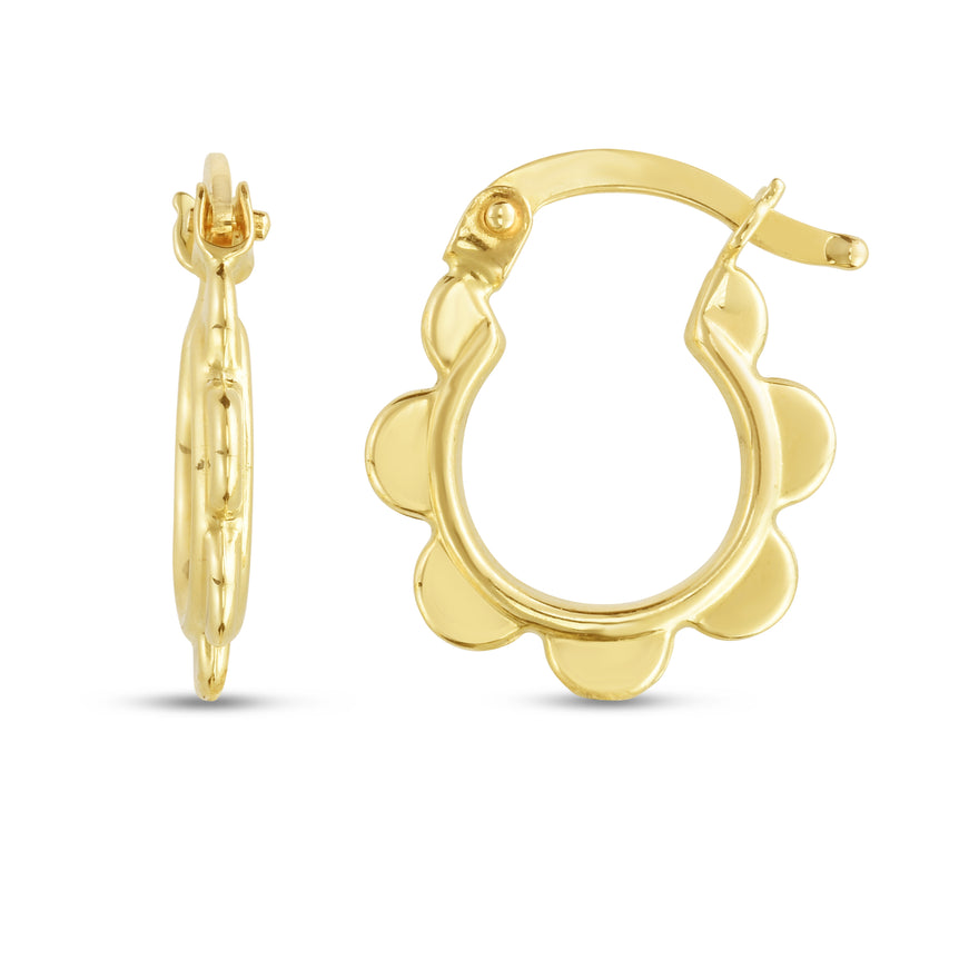 14K Scalloped Hoop-Yellow | Hinged
