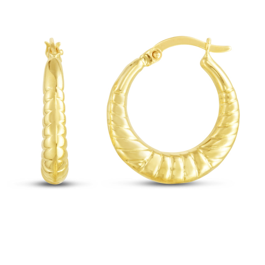 14K Thin Twist Hoops-Yellow | Hinged
