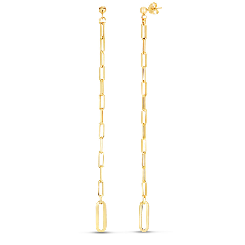 14K Paperclip Shoulder Duster Earring-Yellow | Push Back