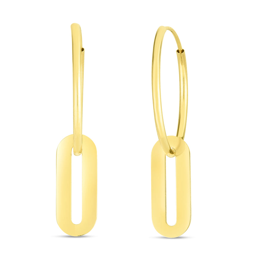 14K Paperclip Hoop Drop Earring-Yellow | Endless