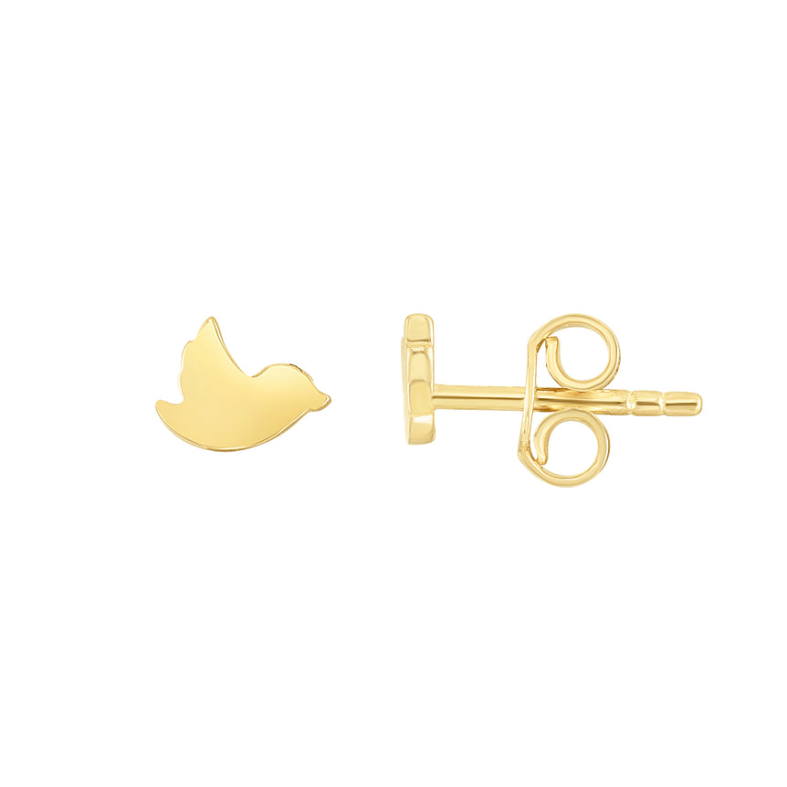 14K Mini Dove Studs-Yellow | Push Back