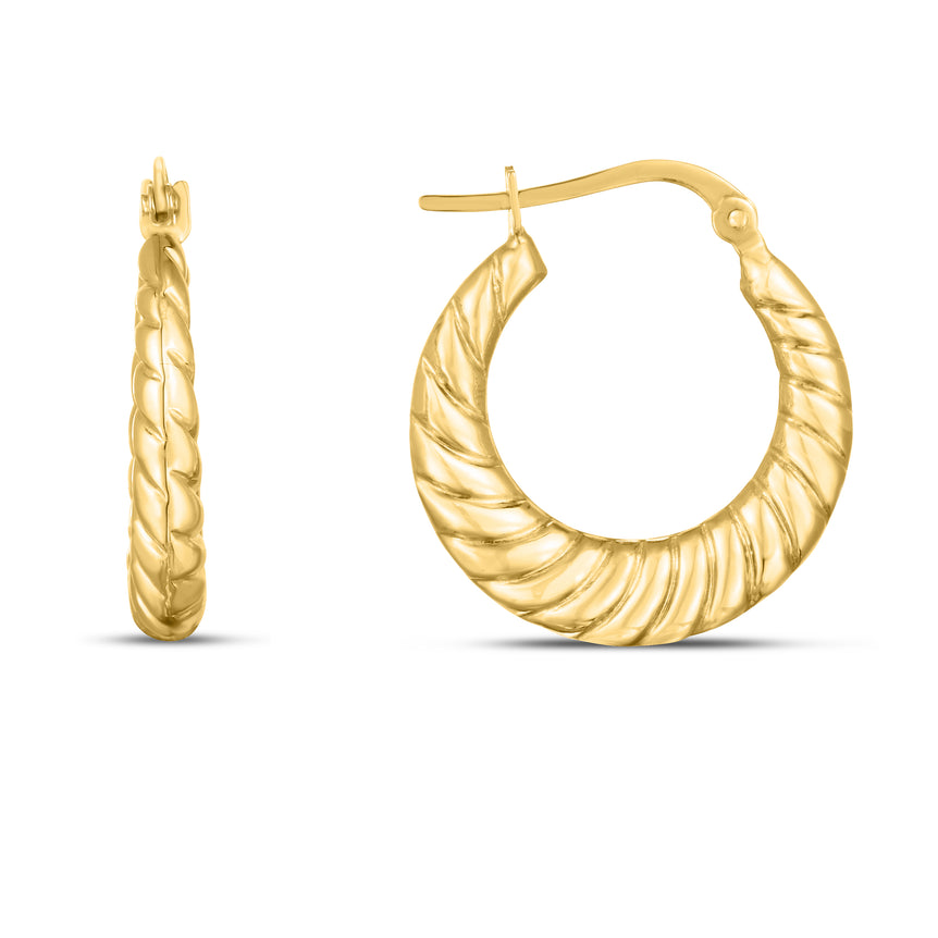 14K Gold Twisted Cable Graduated Hoops-Yellow | Hinged