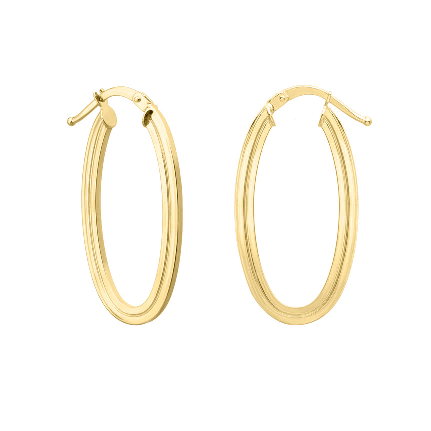 14K Gold Oval Concentric Hoops-Yellow | Hinged