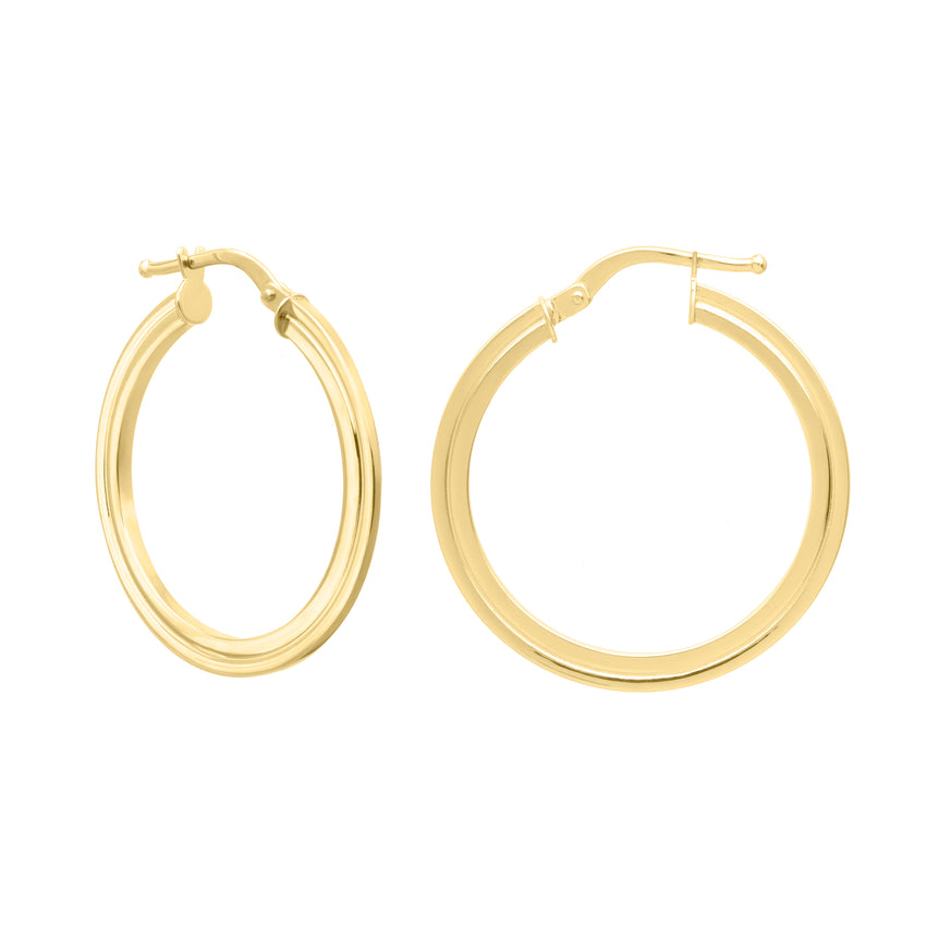 14K Gold Round Concentric Hoops-Yellow | Hinged