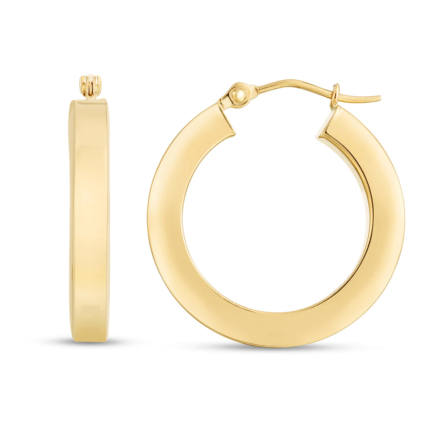 14K 3mm Square Tube Hoops-Yellow | Hinged