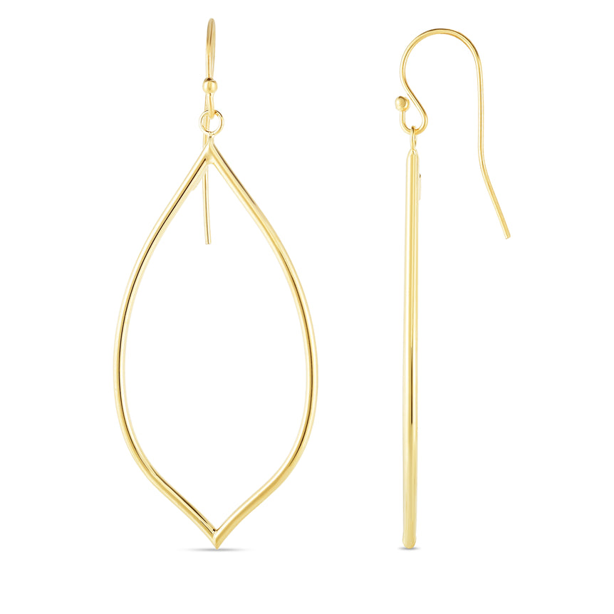 14K Gold Polished Dangle Earring-Yellow | Euro Wire