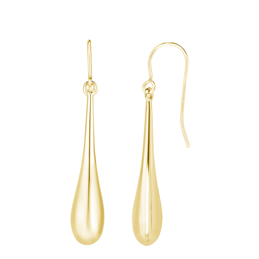14K Gold Polished Graduated Tear Drop Earring-Yellow | Euro Wire