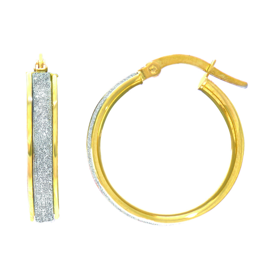 14K Gold Glitter Hoop Earring-Yellow | Hinged