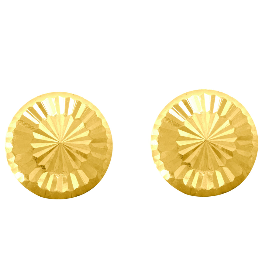 14K Gold Small Diamond Cut Burst Post Earring-Yellow | Push Back