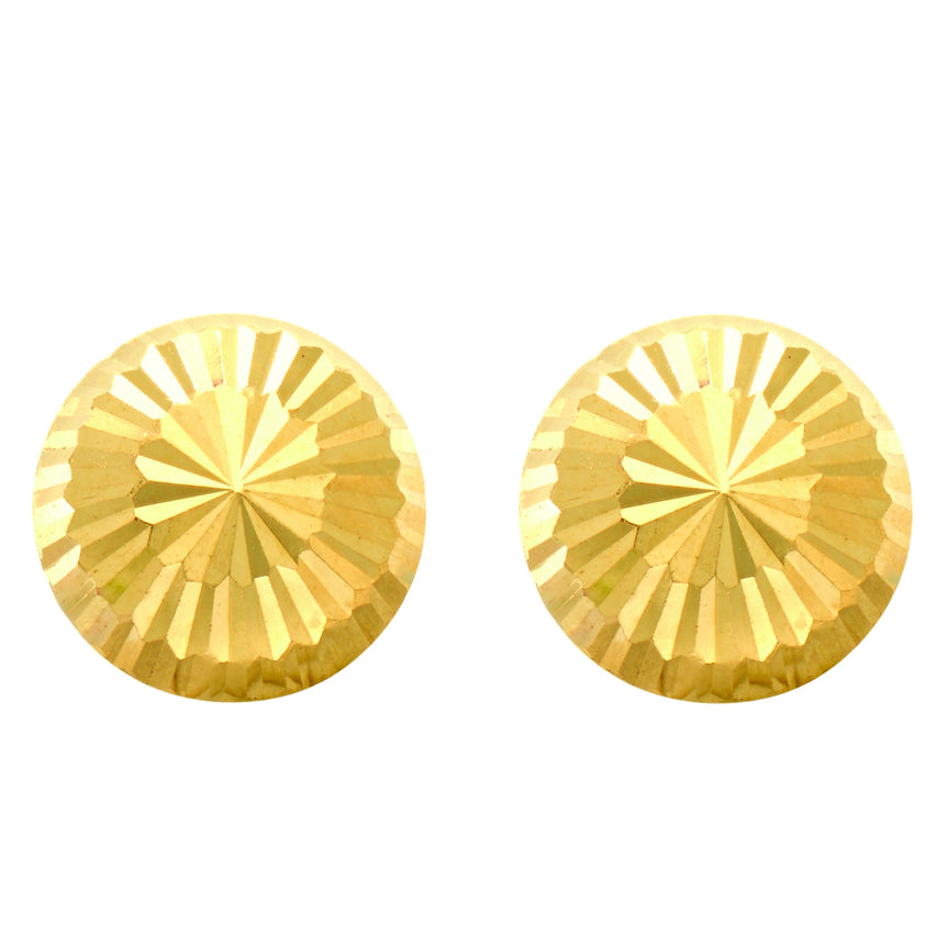14K Gold Large Diamond Cut Burst Post Earring-Yellow | Push Back