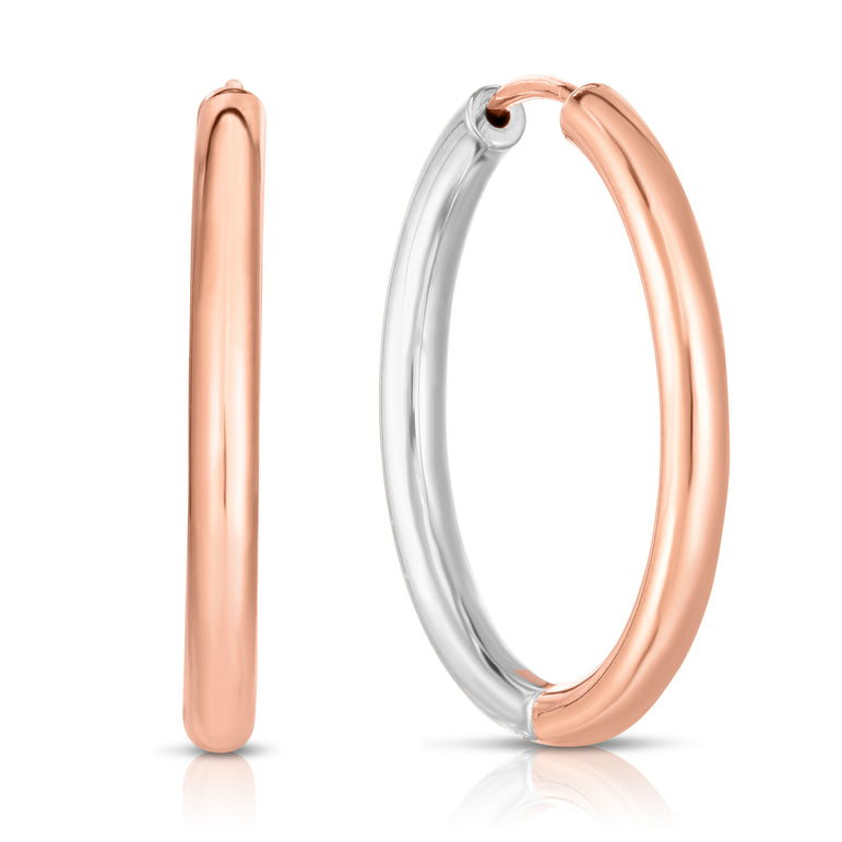 14K Gold Diamond Cut Hoop Earring-Two-tone | Snap