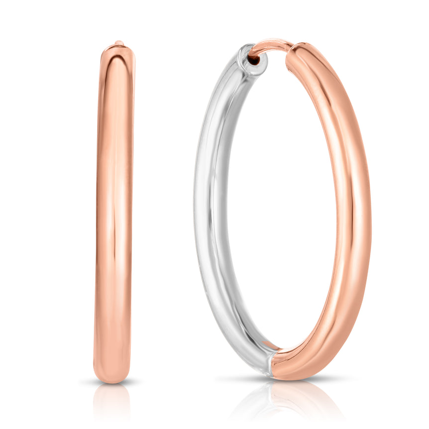 14K Gold Diamond Cut Hoop Earring-Two-tone | Snap