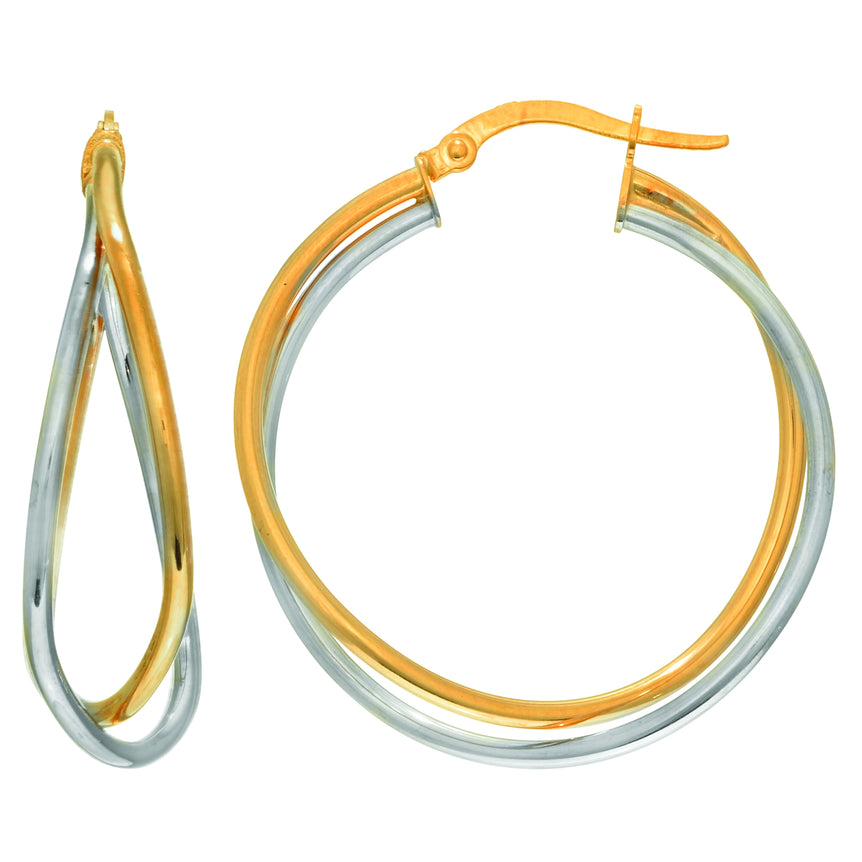 14K Gold Medium Hoop Earring-Two-tone | Hinged