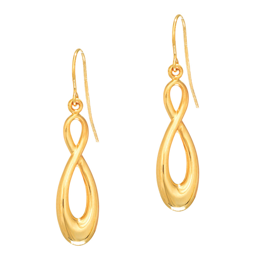 14K Gold Polished Infinity Drop Earring-Yellow | Euro Wire