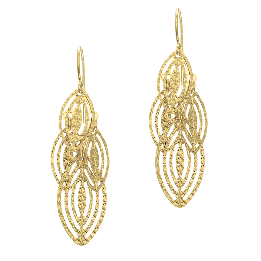 14K Gold Textured Dangle Earring-Yellow | Euro Wire