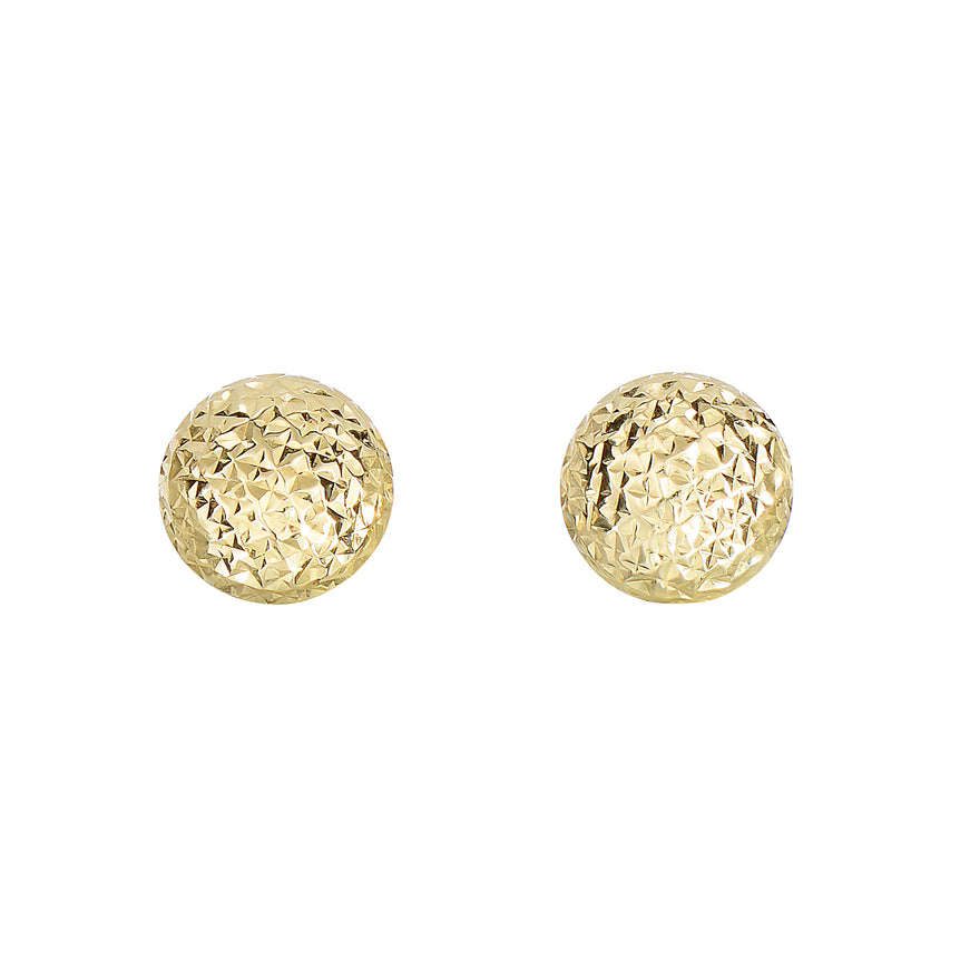 14K Gold Diamond Cut Post Earring-Yellow | Push Back